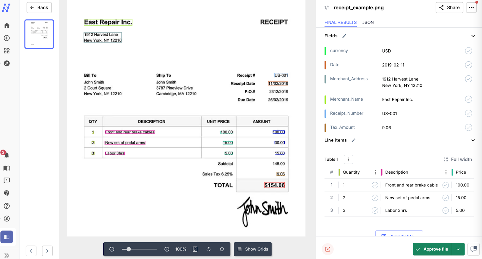 Nanonet information extraction feature within tool.