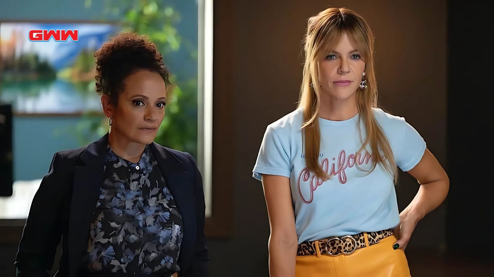 Kaitlin Olson as Morgan Gillory and Judy Reyes as Selena Soto standing in High Potential Season 1