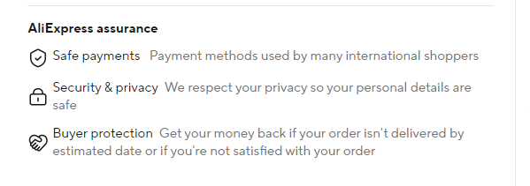 Trust badges, such as the ones AliExpress issues, can improve cart recovery on Shopify