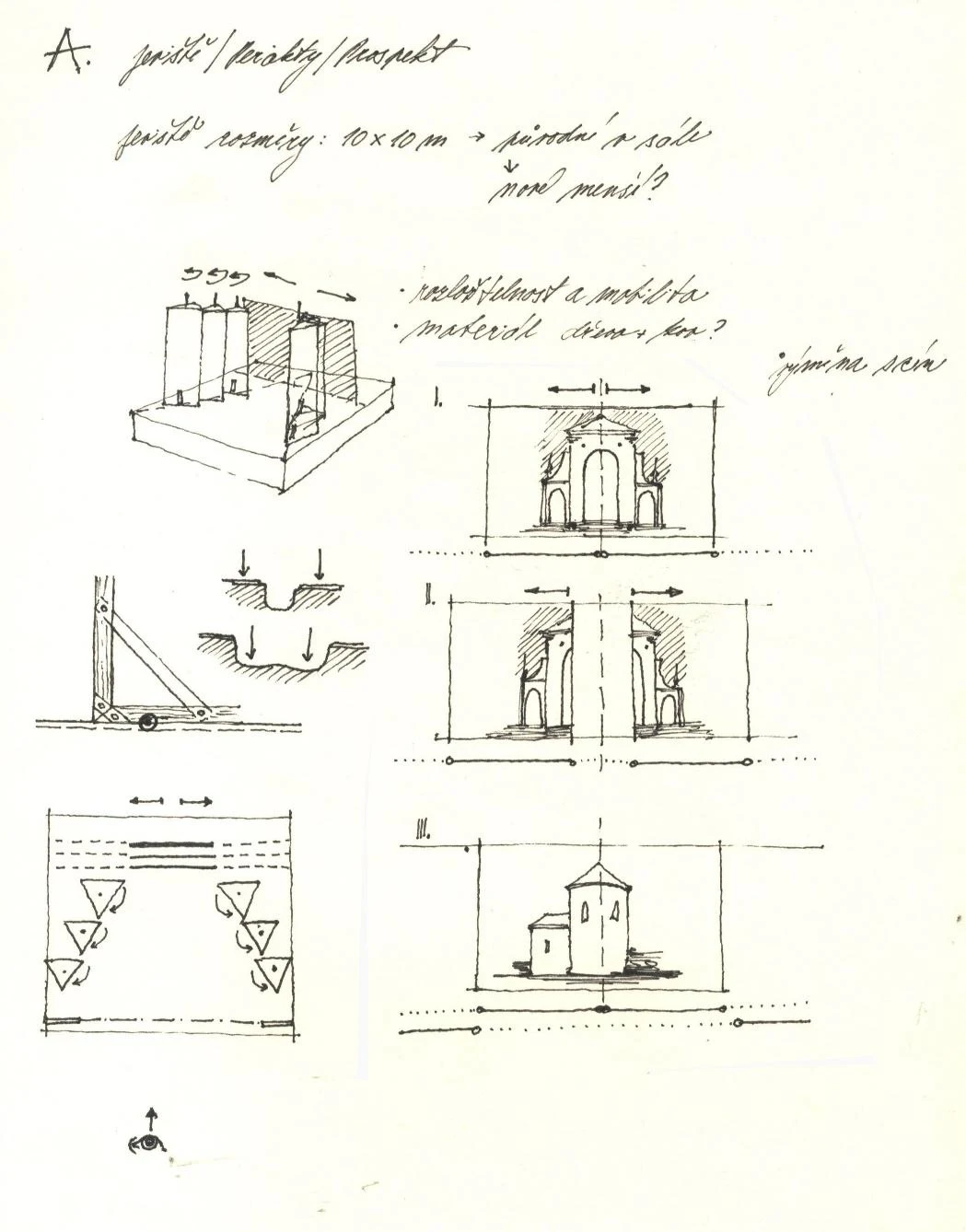 Study of baroque theatre stage machinery. | Scenografia