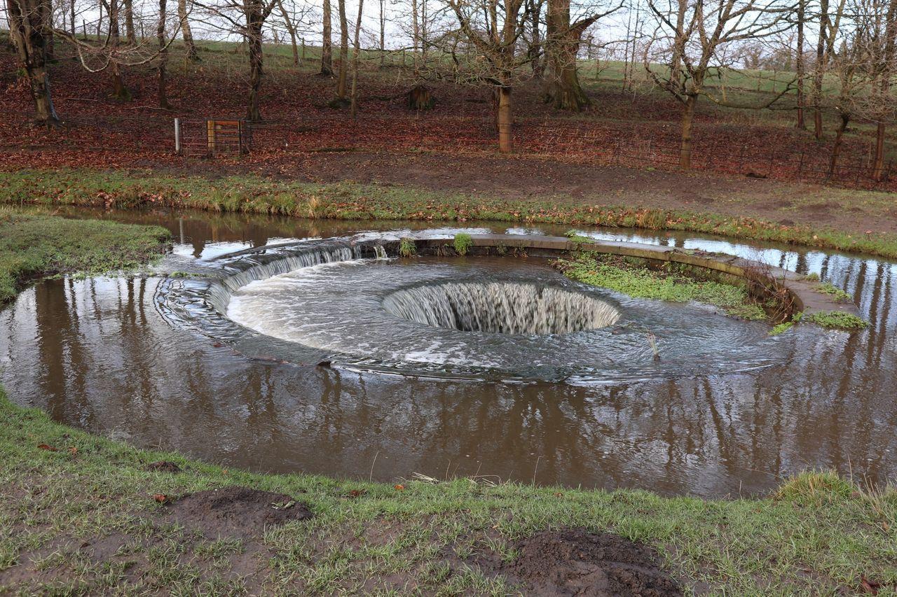 image shows a large whirlpool on the dog walk