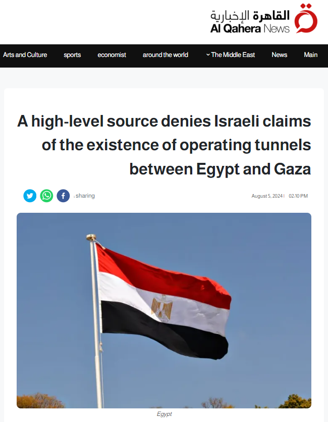 Egypt Refutes Israel’s Claims About Operational Tunnels Between Gaza and Egypt