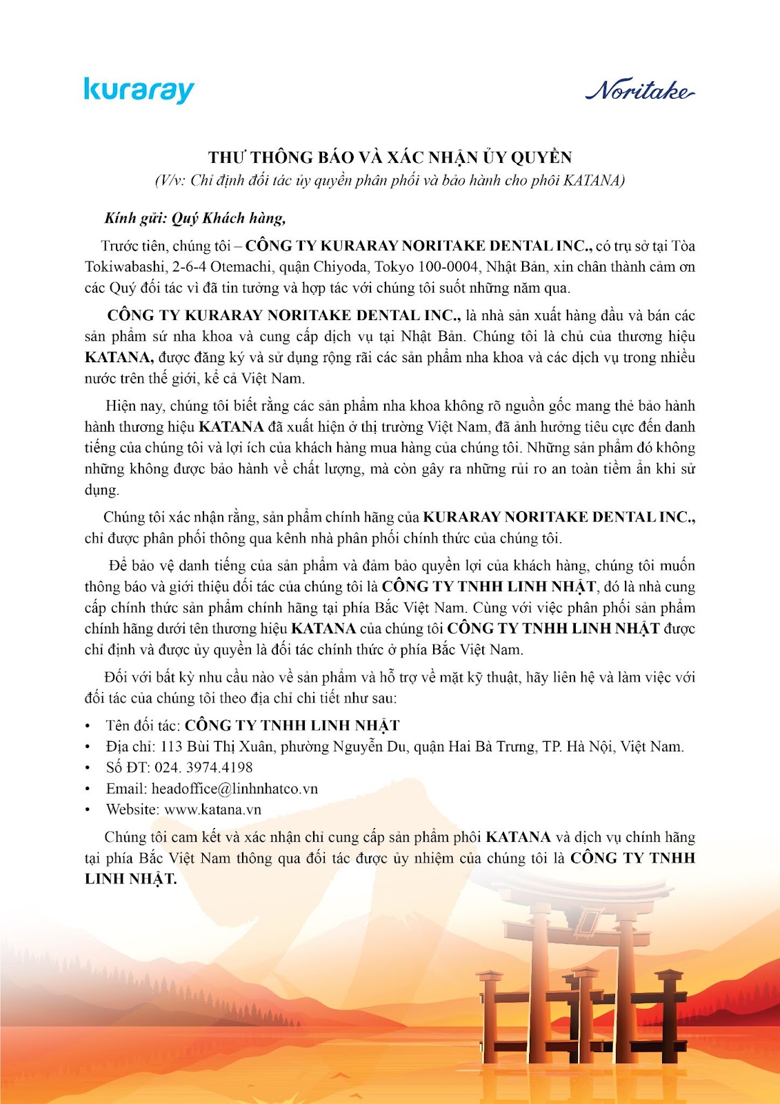 Thư thông báo chính thức 1