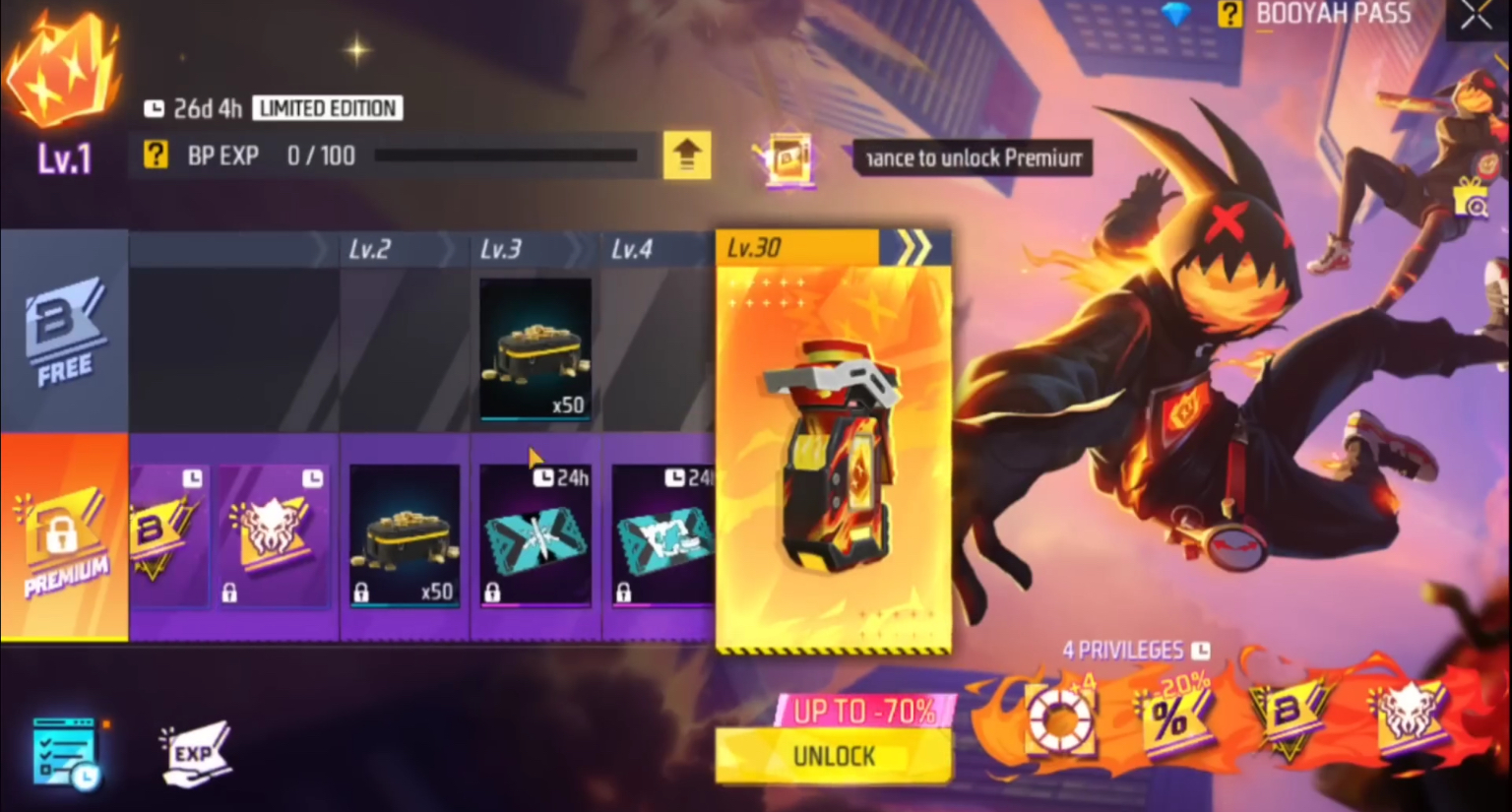 Free Fire November Booyah Pass Level 30 Dress