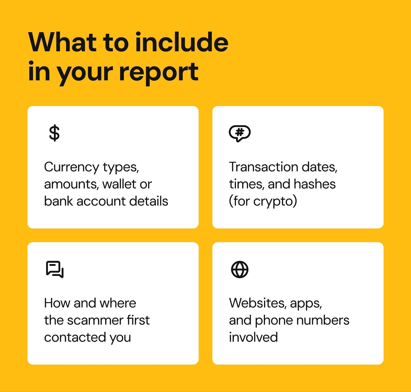 What to include in your report