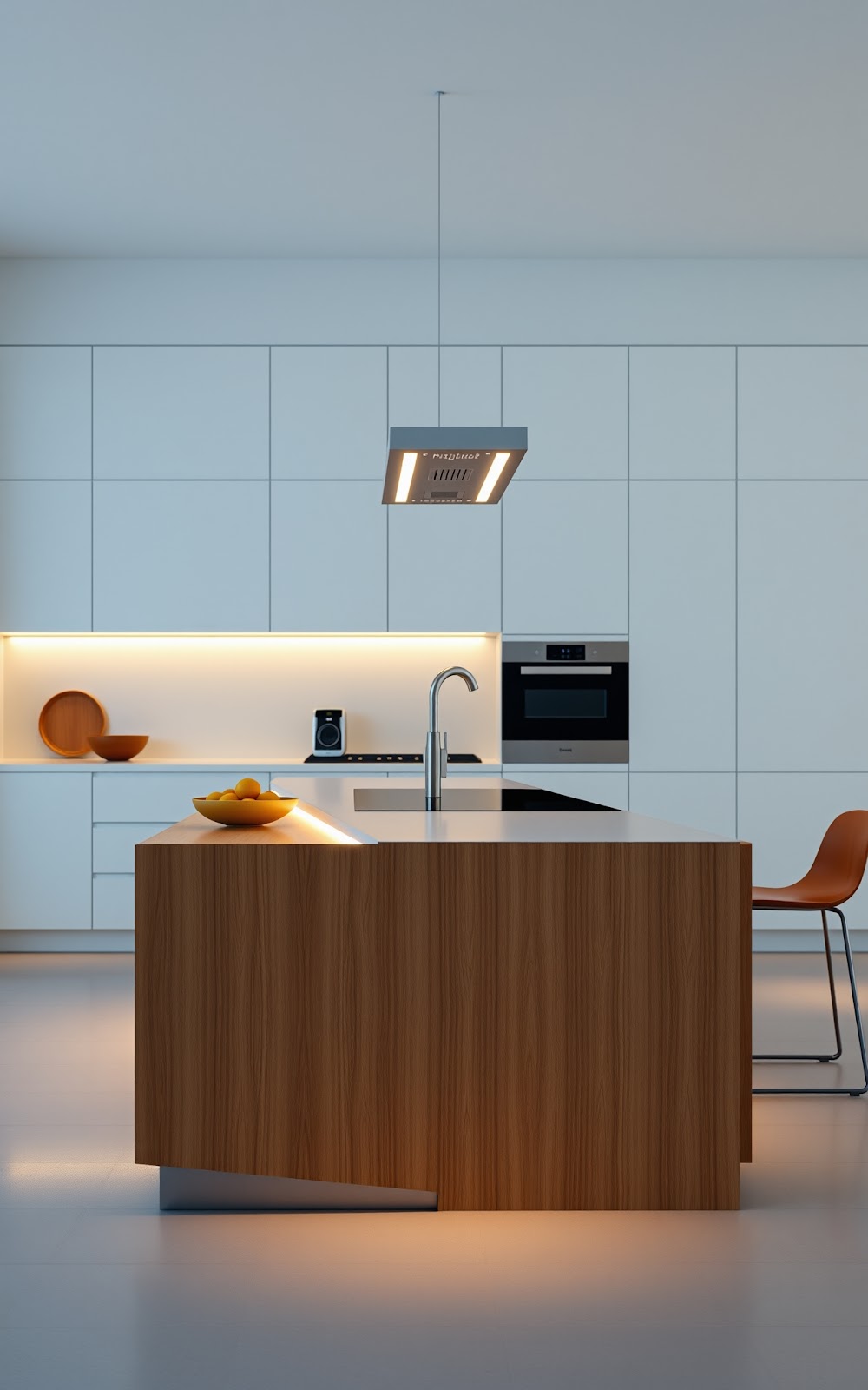 LED strip lights on modern kitchen island