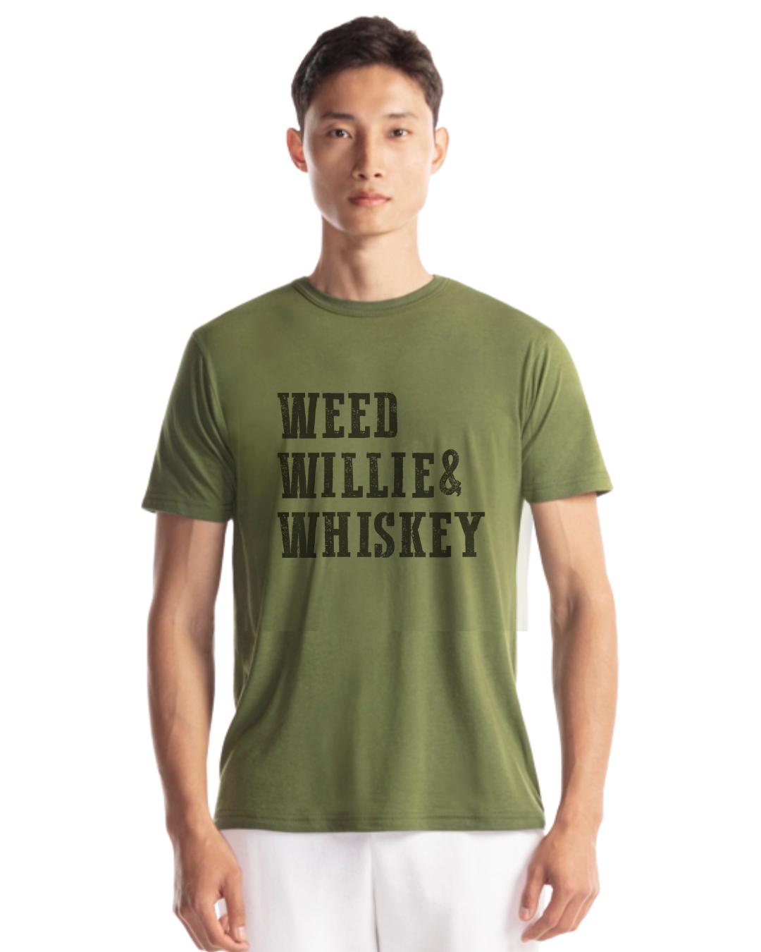 man in green willie shirt