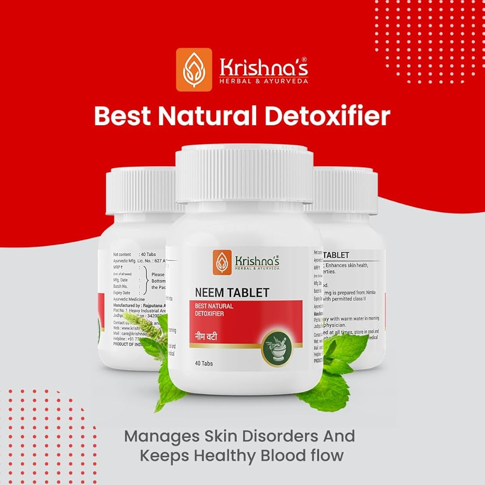 Buy Ayurvedic Neem Tablets for Immunity and Skin Health - Image of Krishna's Neem Vati