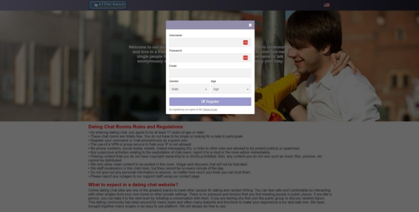 chat-avenue.com dating site registration process sign up form