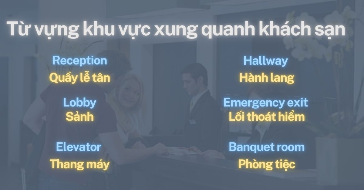 Bỏ túi từ vựng tiếng Anh chuyên ngành khách sạn về từng khu vực