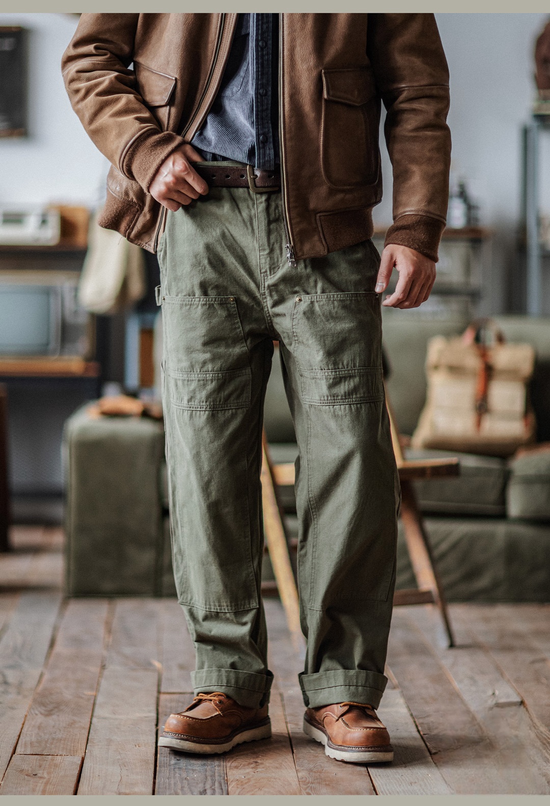 Earthy Tones: Classic Carpenter Pants for Men