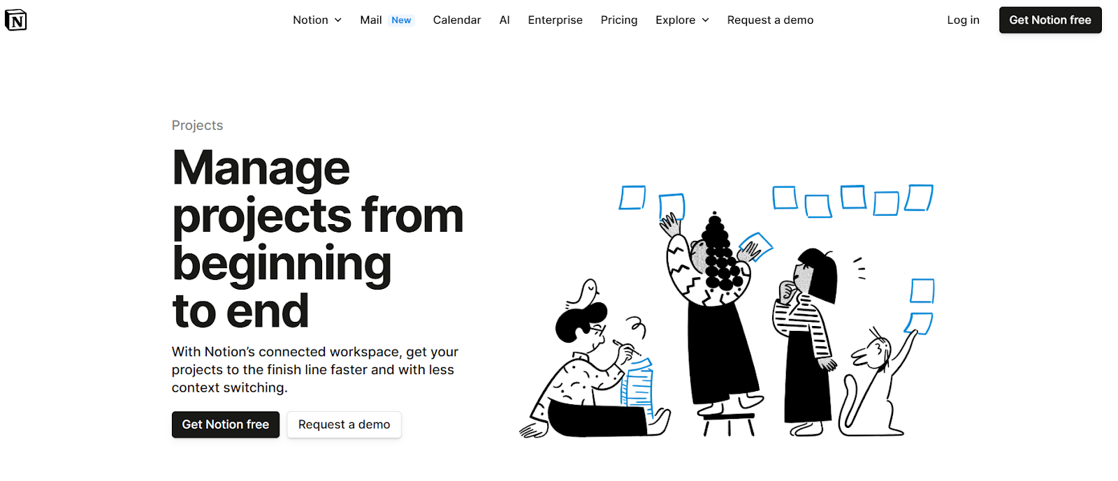 Image of Notion hero section conveying simplicity and clarity 
