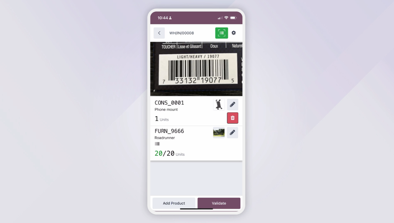 Odoo barcode scan