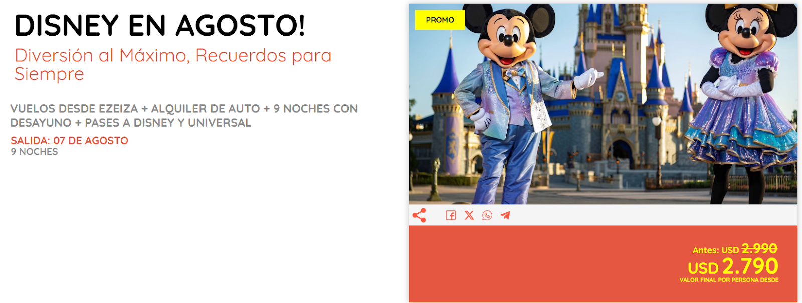 paquetes a disney