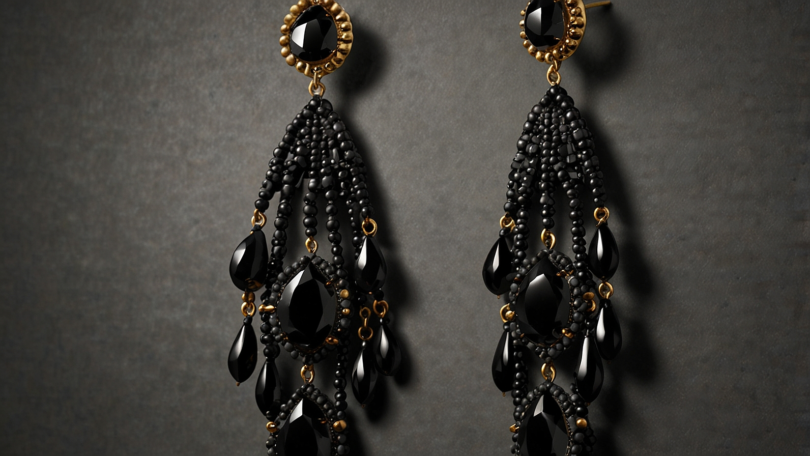 RJ Graziano Black Jet Earrings Frings