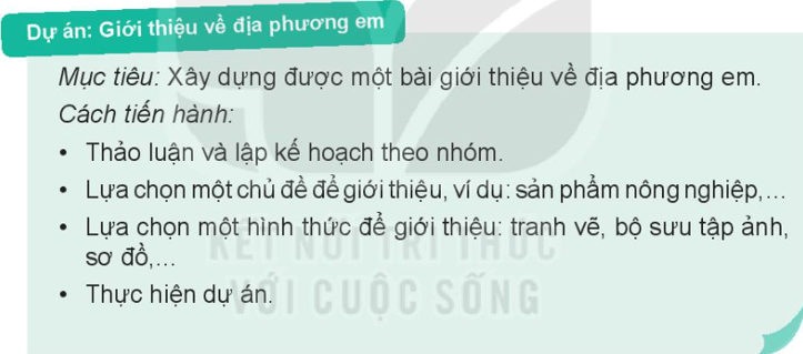 BÀI 9. HOẠT ĐỘNG SẢN XUẤT NÔNG NGHIỆPMỞ ĐẦUCâu hỏi: Hãy kể tên các loại lương thực, thực phẩm mà gia đình em thường sử dụng.Giải nhanh:Rau muống, rau cải, củ cà rốt, củ su hào, thịt lợn, thịt gà, cá,...KHÁM PHÁCâu 1: Quan sát hình và thực hiện:Chỉ và nói tên các hoạt động sản xuất nông nghiệp.Kể tên một số sản phẩm của hoạt động sản xuất nông nghiệp.Giải nhanh:Các hoạt động nông nghiệp:Hình 1: Trồng lúaHình 2: Chăn nuôi lợn.Hình 3: Trồng hoa.Hình 4: Nuôi thủy hải sản.Hình 5: Thu hoạch thanh long.Hình 6: Thu hoạch trứng gà.Hình 7: Trồng cây.Hình 8: Đánh bắt cá.Một số sản phẩm: gạo, thịt lợn, rau củ quả, cá, tôm, cua, trứng,...Câu 2: Kể tên một số hoạt động sản xuất nông nghiệp khác mà em biết. Nói tên sản phẩm của các hoạt động đó.Giải nhanh:Hoạt động sản xuất nông nghiệp khác:Chăn nuôi bò sữa để lấy sữa và thịt.Trồng cà phê để lấy các hạt cà phê.Trồng rau.THỰC HÀNHCâu hỏi: Giới thiệu một số hoạt động sản xuất và sản phẩm nông nghiệp ở địa phương em:Tên hoạt động sản xuất và nơi diễn ra hoạt động đó.Tên các sản phẩm nông nghiệp.Đặc sản của địa phương em.Giải nhanh:Hoạt động : trồng cà phê ở Buôn Ma Thuột.Sản phẩm: các loại cà phê.Đặc sản: cà phê vối, cà phê chè,...KHÁM PHÁCâu 1: Quan sát các hình sau và nêu ích lợi của hoạt động sản xuất nông nghiệp.Giải nhanh:Những ích lợi của hoạt động sản xuất nông nghiệp:Cung cấp lương thực, thực phẩm cho con người.Trao đổi, buôn bán để tăng thêm thu nhập.Trang trí, làm cảnh.Dùng trong gia đình.Câu 2: Thảo luận về ích lợi của hoạt động sản xuất nông nghiệp ở địa phương em.Giải nhanh:Ích lợi của các hoạt động sản xuất nông nghiệp:Cung cấp lương thực, thực phẩm và đồ uống.Xuất khẩu.Đồ dùng trong gia đình THỰC HÀNHCâu hỏi: Chia sẻ về ích lợi của hoạt động sản xuất nông nghiệp ở địa phương em theo gợi ý sau:Giải nhanh:Hoạt động sản xuấtTên sản phẩmLợi íchTrồng cây ăn quảCam, bưởi, chuối, …Làm thức ăn, đồ uống, hàng hoá Trồng cà phêCà phêLàm đồ uống, Xuất khẩu, hàng hoá Chăn nuôi lợnThịt lợnthức ăn, hàng hóaChăn nuôi gàThịt gà, trứng, …Làm thức ăn; hàng hóa KHÁM PHÁCâu hỏi: Nêu những việc nên làm để tiêu dùng tiết kiệm, bảo vệ môi trường. Vì sao chúng ta nên làm như vậy?Giải nhanh:Những việc chúng ta nên làm:Không nên lãng phí đồ ăn.Tận dùng đồ thừa.THỰC HÀNHCâu hỏi: Em sẽ làm gì khi gặp tình huống sau? Vì sao?Giải nhanh:Em sẽ khuyên bạn nam lấy một lượng thức ăn vừa đủ với sức ăn của mình vì nếu ko ăn hết thì rất lãng phí.VẬN DỤNG