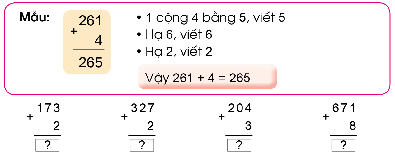 BÀI 76. PHÉP CỘNG ( KHÔNG NHỚ) TRONG PHẠM VI 1000