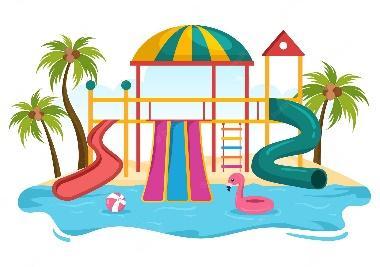 Premium Vector | Water park with swimming pool for recreation and outdoor  playground in flat cartoon illustration