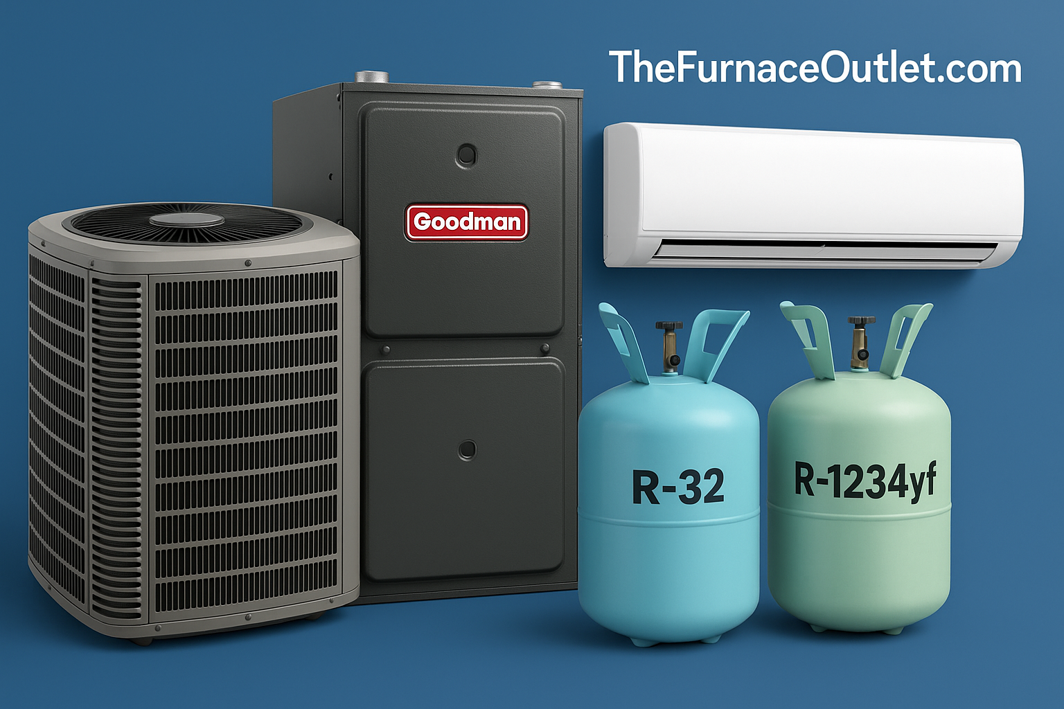 ntegrated HVAC system with R-32 refrigerant and a gas furnace, optimized for year-round energy-efficient heating and cooling.