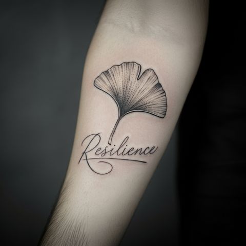 Ginkgo with Calligraphy or Quotes Tattoo
