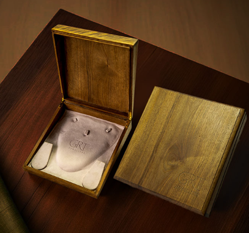 Walnut Wood Jewelry Box for Necklace and Earring – Square
