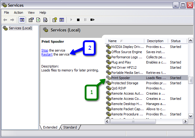 Restarting and Verify the Print Spooler Service