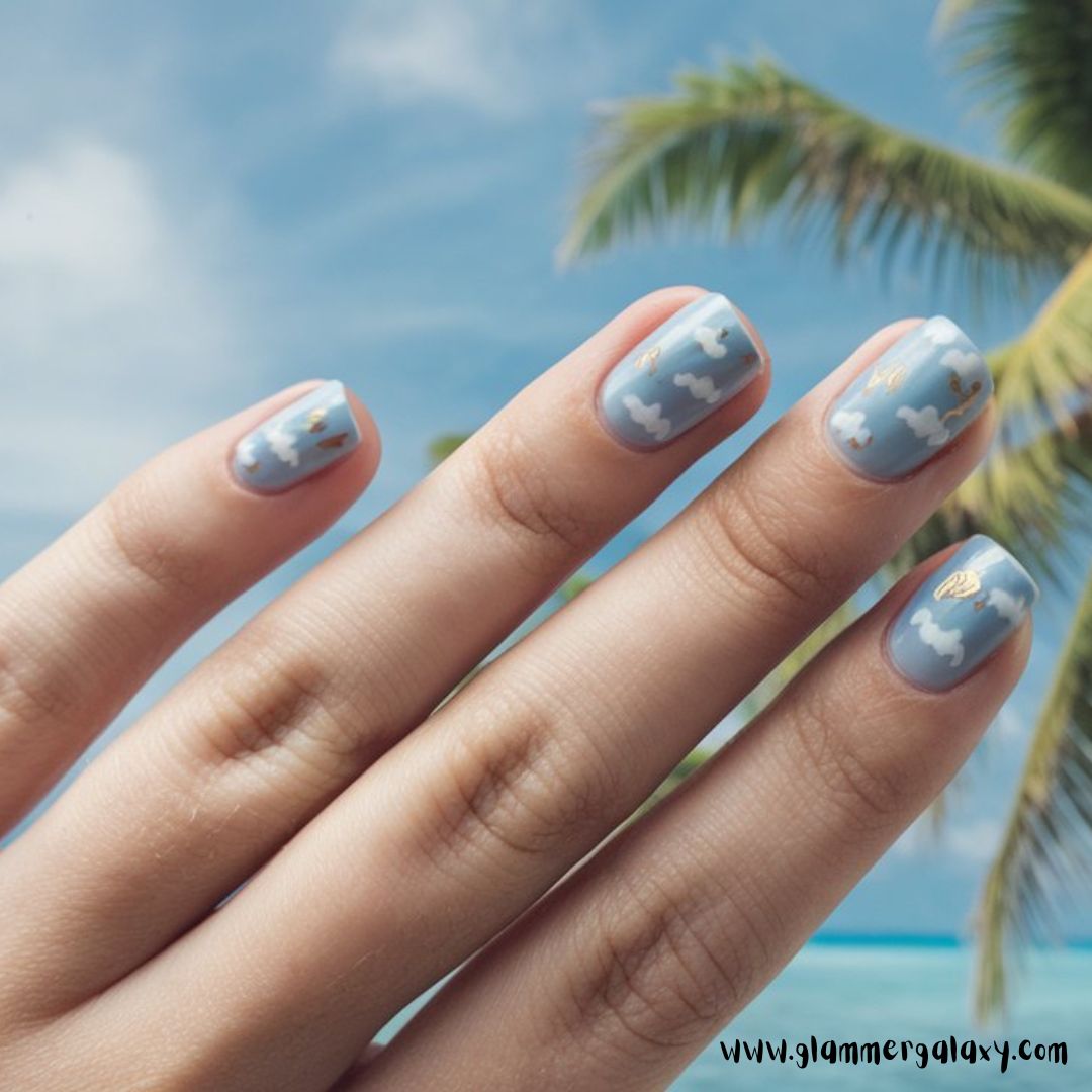 Classy Vacation Nails having Sky Blue Dreams
