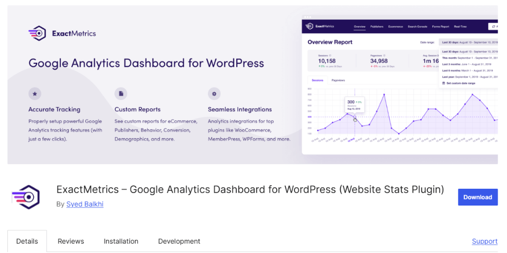 exactmetrics wordpress plugin