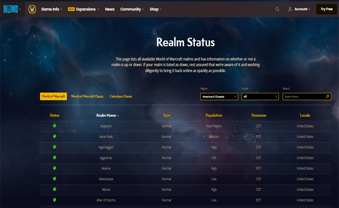 WoW Error Retrieving Character List