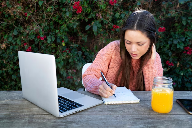 A student is writing a blog post