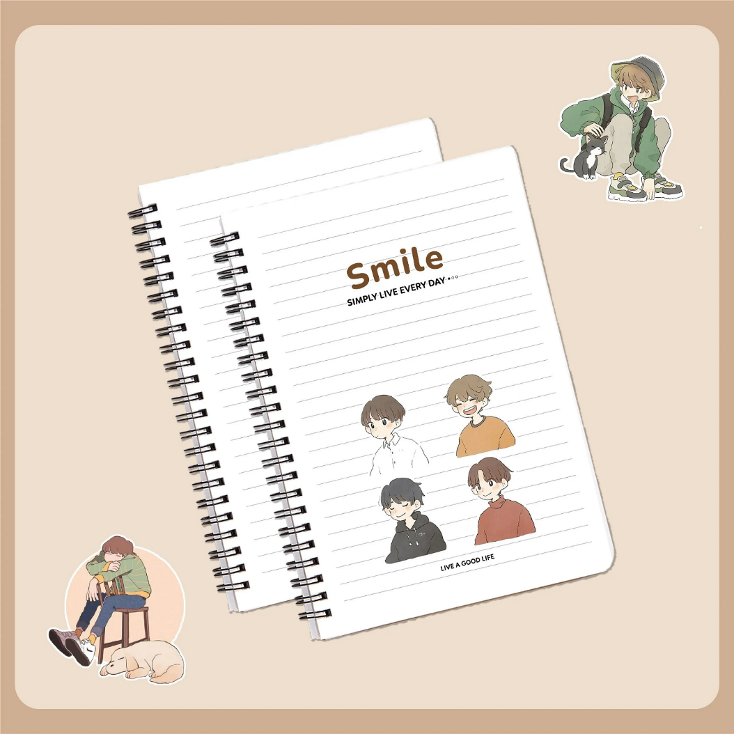Sổ lò xo bìa bồi cao cấp Hải Tiến Smile Khổ A5 200 trang 6744 - Định lượng dày 80g/m2