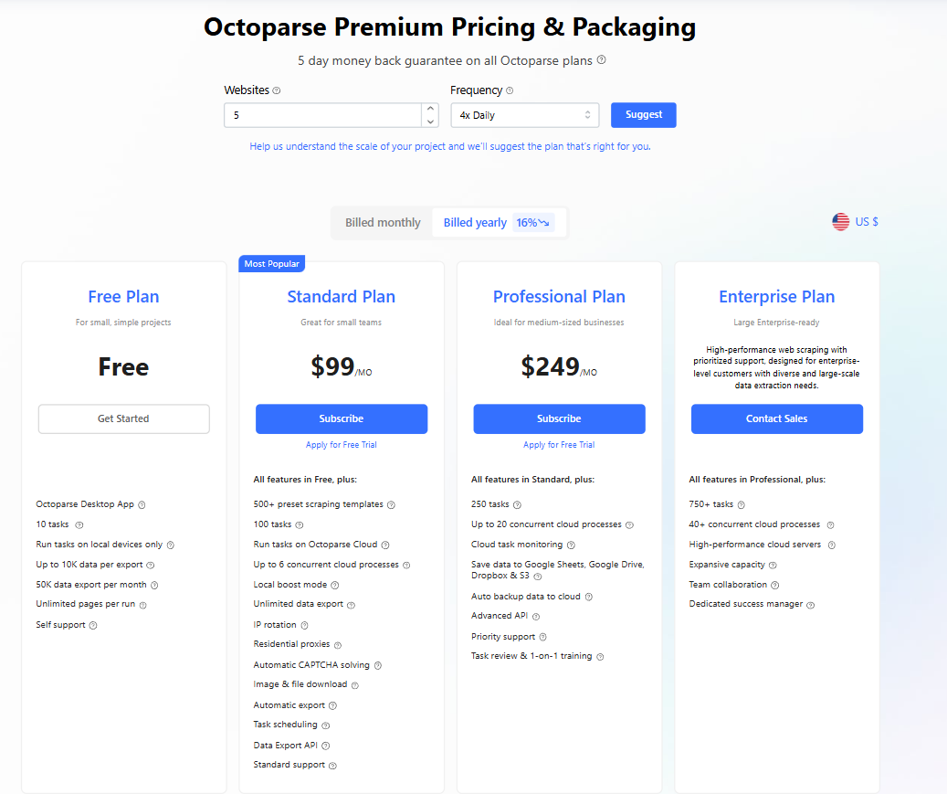 check out octoparse's pricing plans for b2b lead generation 