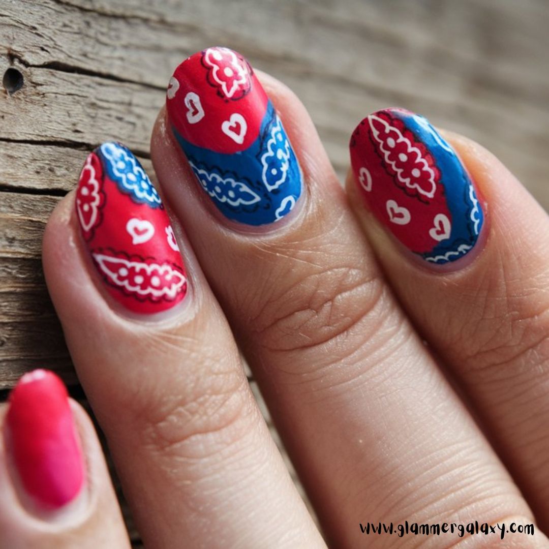 Nails With Bandana Art & Sweet Western Love