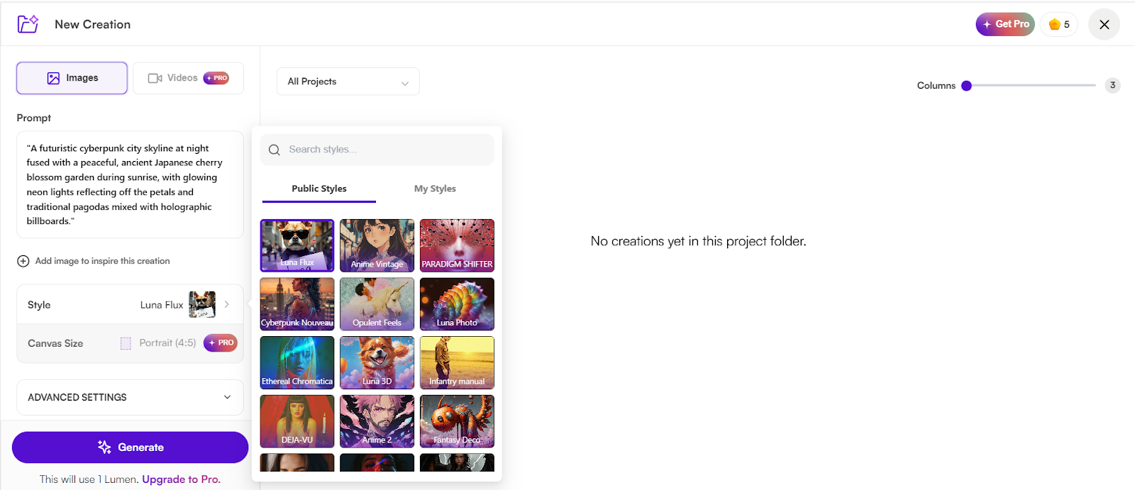 Personal Experience with Starry Ai step 3(Choosing the Style)