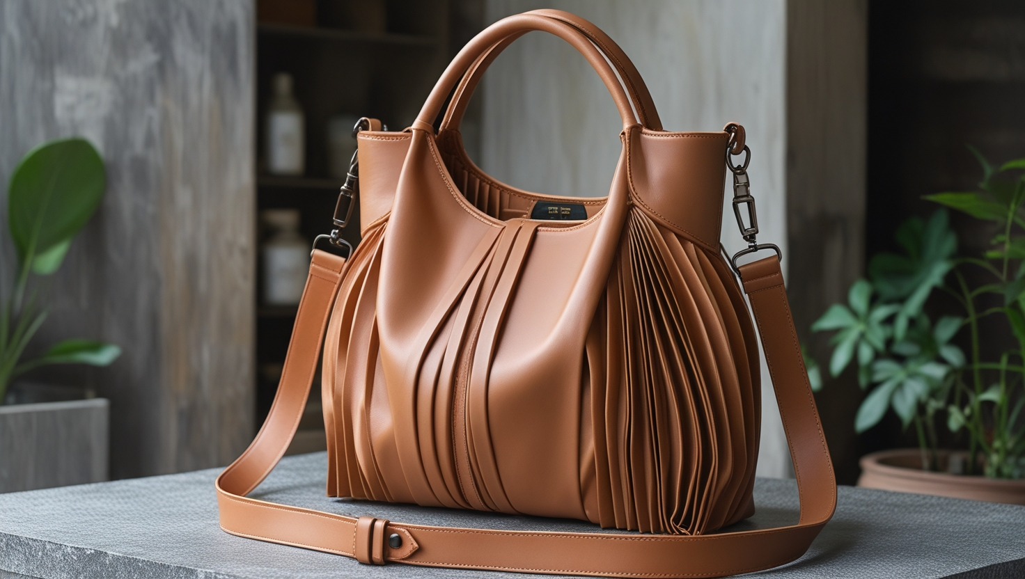 Leather Accordion Hobo Bag Leather Pleated Crossbody Lupo