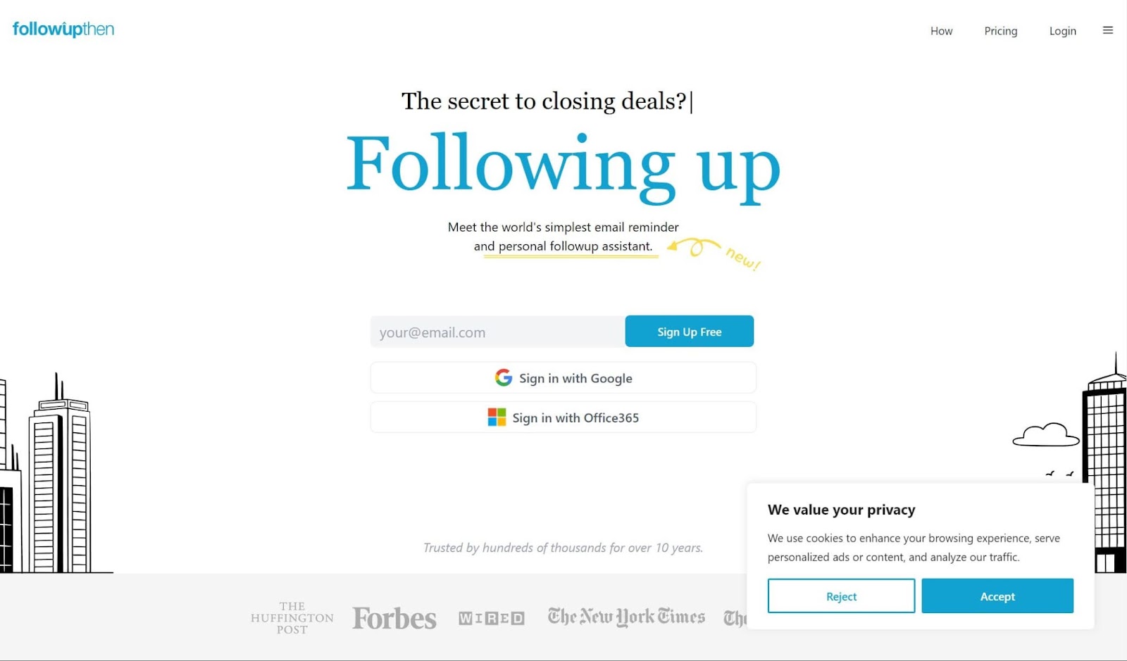 Screenshot of FollowUpThen website