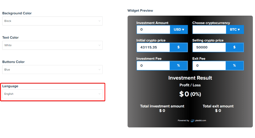 Set up a Crypto mining calculator widget for website