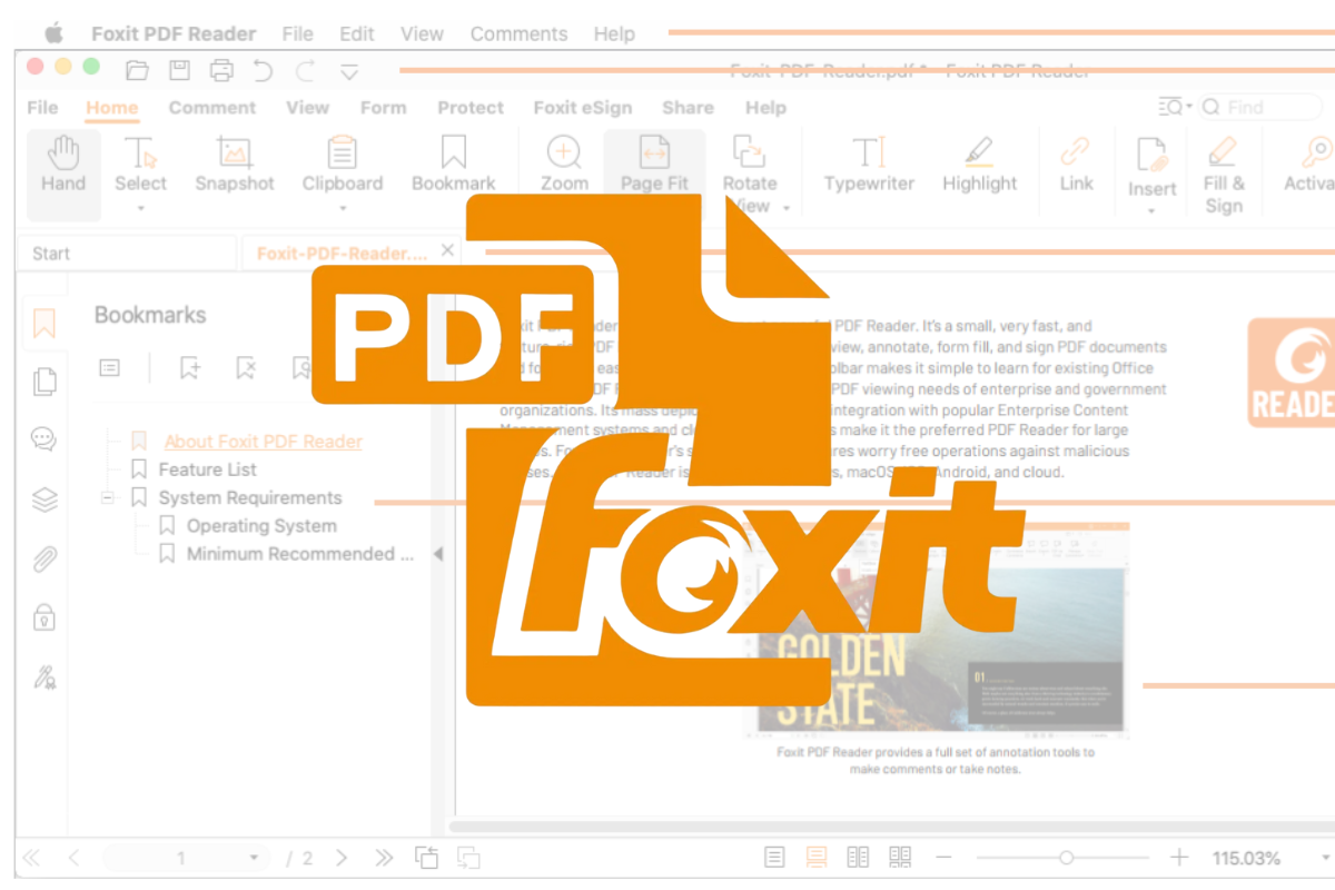 Foxit Reader tương đối cơ bản và nhẹ nhàng để xử lý file PDF