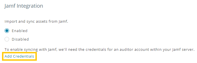 Enabling Jamf integration