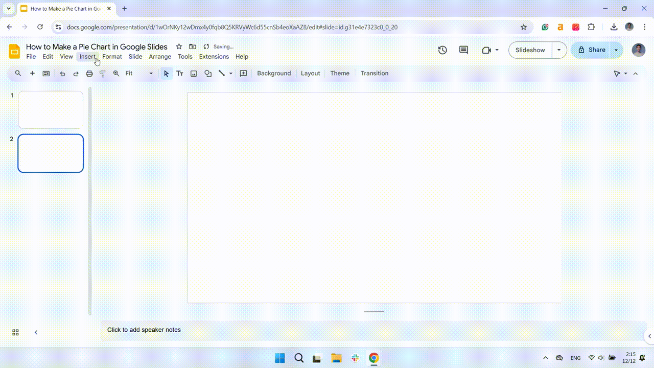 How to make a pie chart in Google Slides