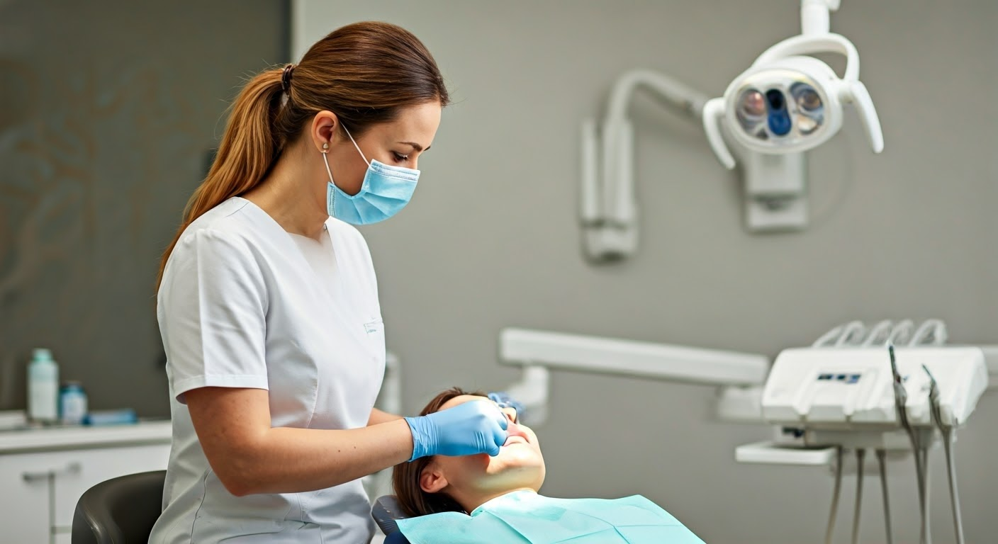 Dentist caring for sensitive teeth