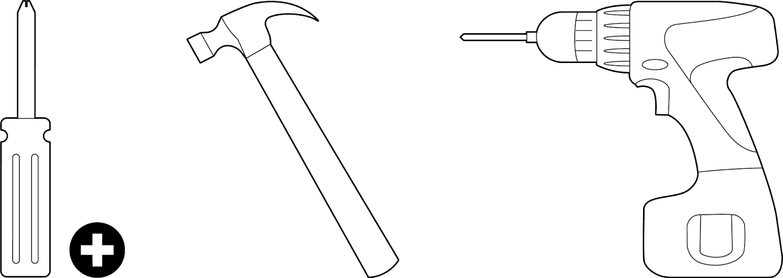 Image showing Phillips screwdriver, Hammer (optional), Drill with 1/4" (6.3mm) bits (optional) 