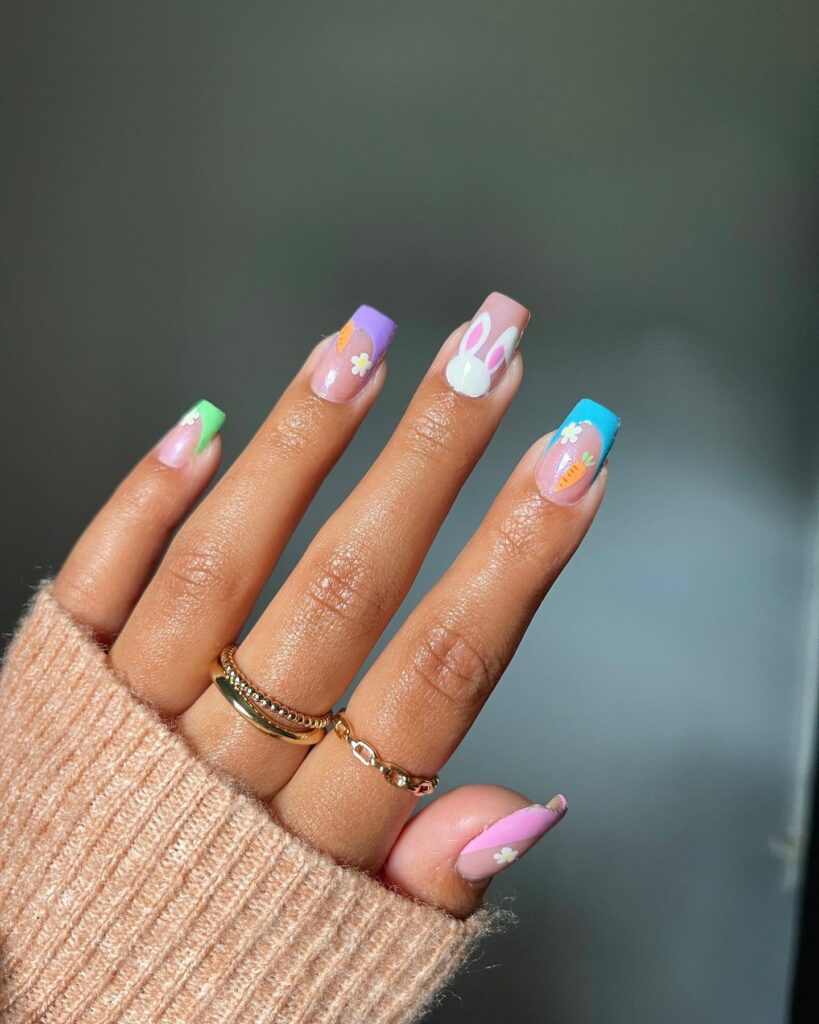 Assortment of Easter nail designs showcasing spring nails with pastel colors, including cute Easter nails and acrylic Easter nails designs