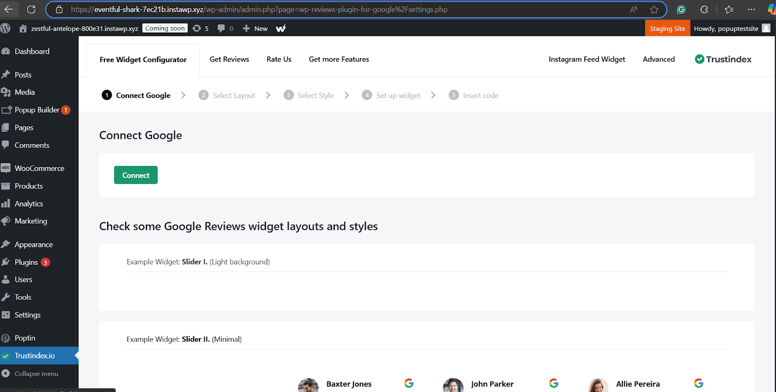 Once activated, go to the plugin settings page and connect your Google account or Google My Business account to the plugin (you may need to authenticate).