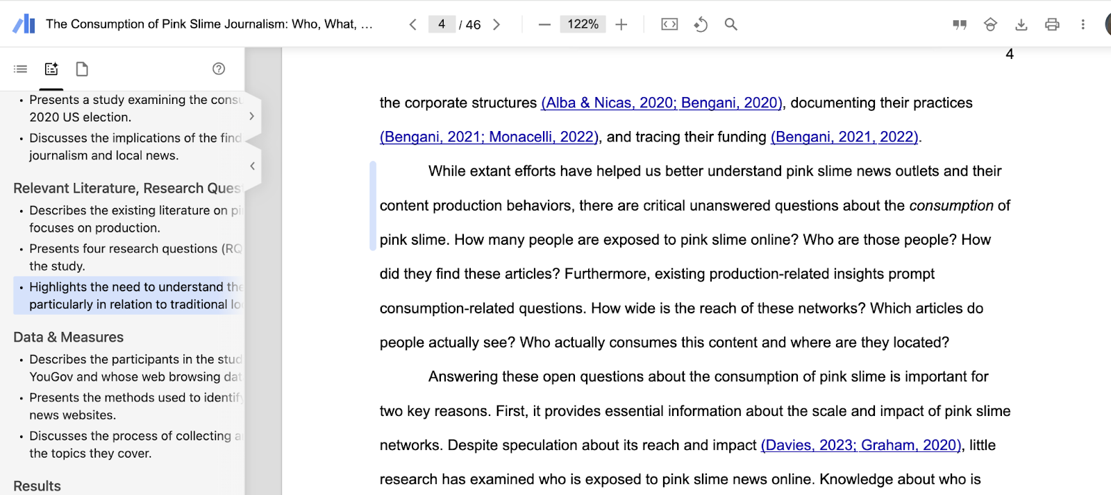 Google Scholar's AI outlines