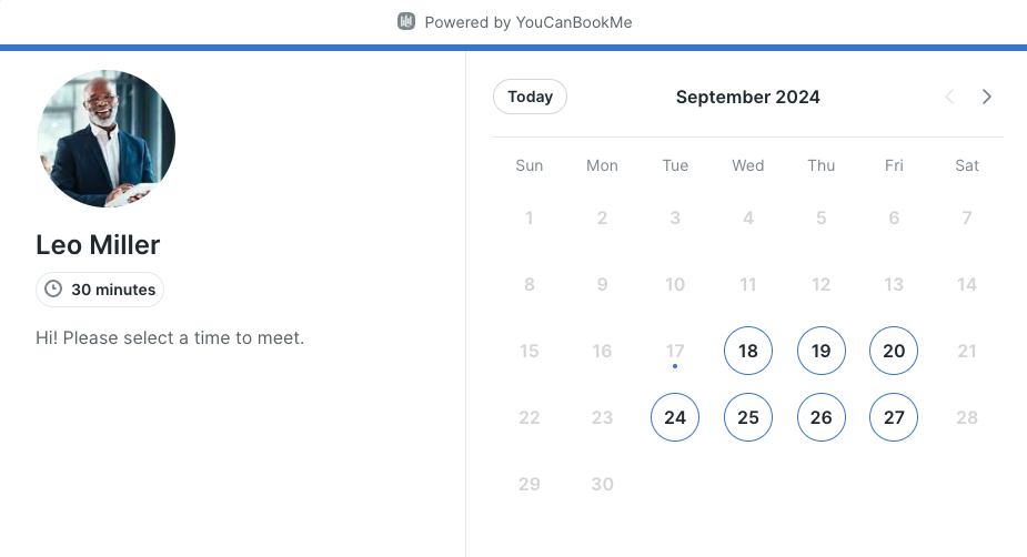 booking page example