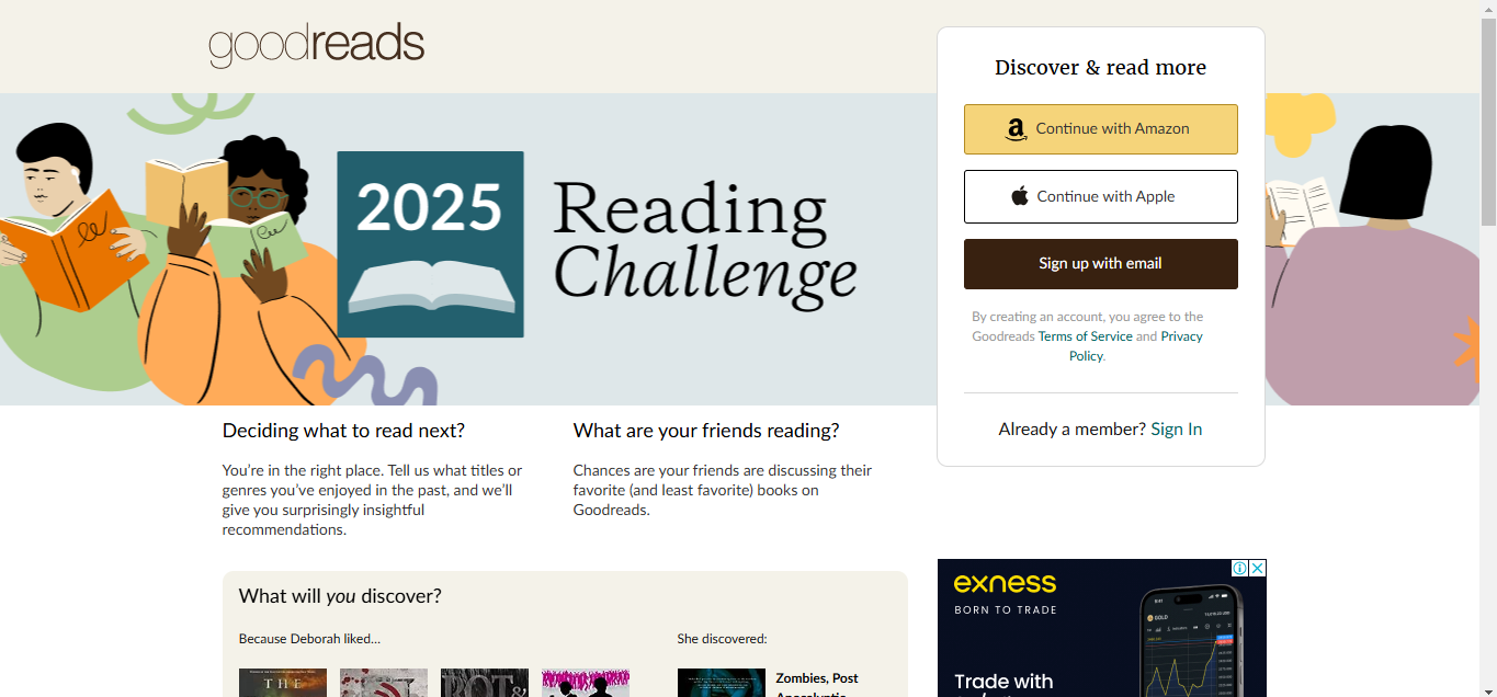 a screenshot of goodreads an author Website that Will Get You Noticed