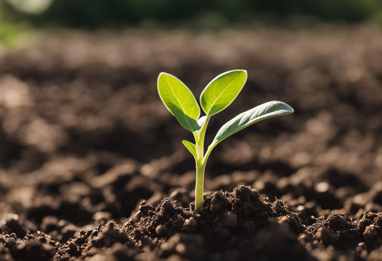 A single seedling pushing through the soil, reaching for the sunlight with determination and resilience