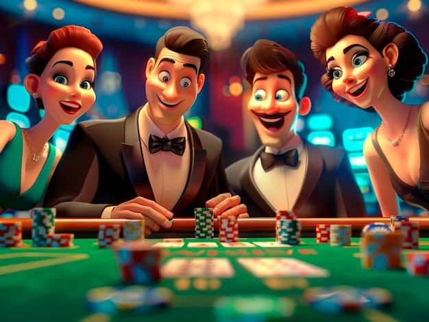 3d cartoon rendering of person playing in a casino