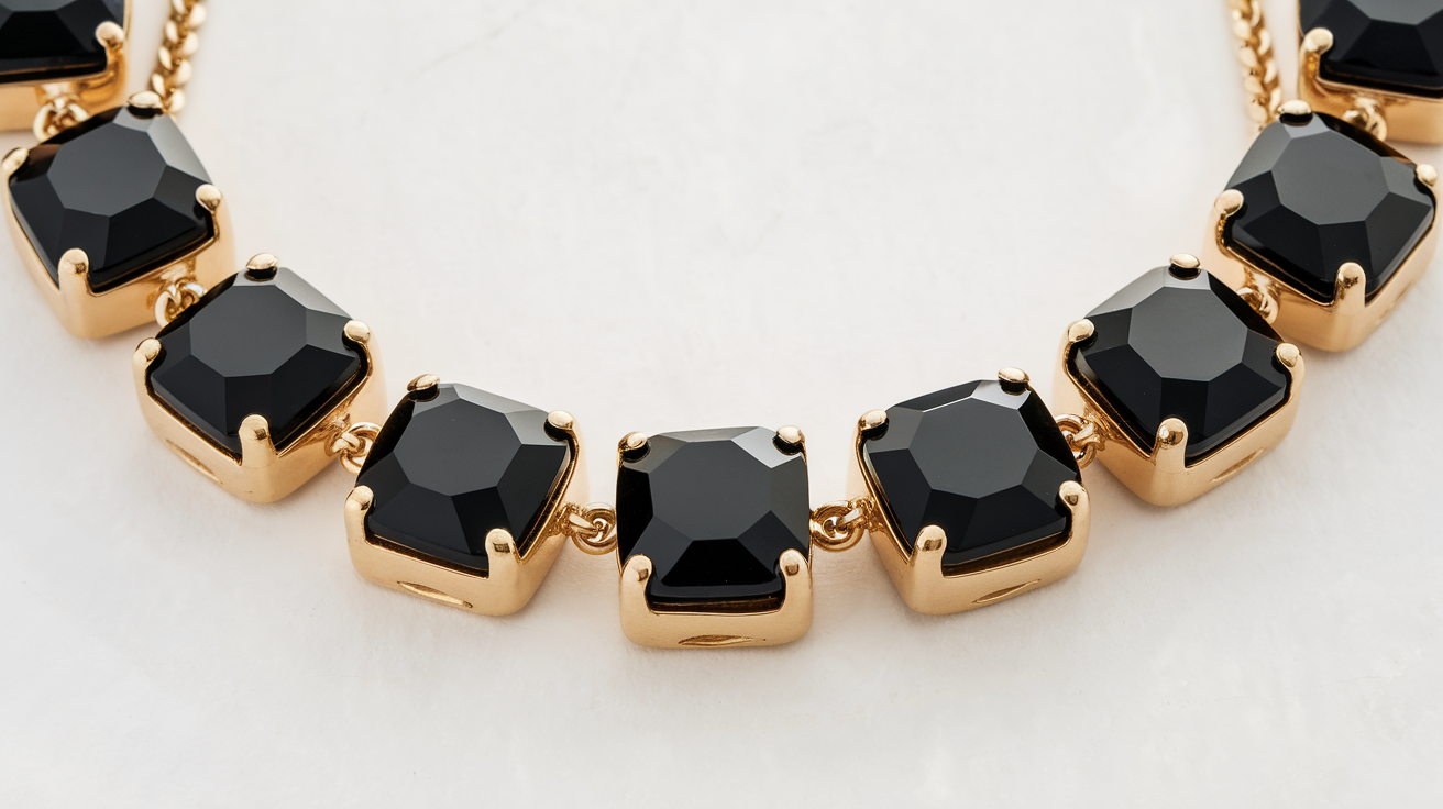 kate spade black faceted stone station gold necklace